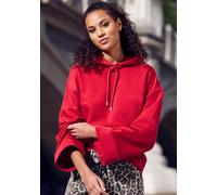 Hoodie BUFFALO "- Sweater mit Kapuze", Damen, Gr. 40/42, rot, Sweatware, Obermaterial: 60% Baumwolle, 40% Polyester, unifarben, bequem hüftlang, Rundhals, elastischer Bund, Sweatshirts Hoodie, mit wei