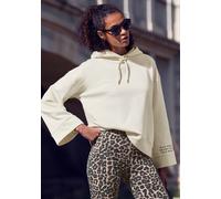 Hoodie BUFFALO "- Sweater mit Kapuze", Damen, Gr. 44/46, beige (wollweiß), Sweatware, Obermaterial: 60% Baumwolle, 40% Polyester, unifarben, bequem hüftlang, Rundhals, elastischer Bund, Sweatshirts Ho