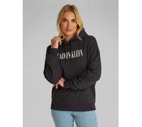 Calvin Klein Damen Hoodie Varsity aus Baumwolle, Schwarz (Ck Black), XS