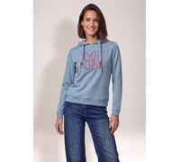 Hoodie CECIL, Damen, Gr. L (42), blau (easy blau), Sweatware, Oberstoff: 54% Polyester, 46% Baumwolle, unifarben, comfort fit, ohne Ausschnitt, Bündchen, Sweatshirts Hoodie, mit elastiksaum (28723729-
