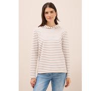 Hoodie CECIL, Damen, Gr. XL44, beige (natural taupe), Sweatware, 65% Baumwolle, 35% Polyester, gestreift, comfort fit, ohne Ausschnitt, abgesteppt, Sweatshirts Hoodie, mit Kapuze (49315920-XL) natural