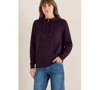 Hoodie CECIL, Damen, Gr. XS (36), eggplant rot, Sweatware, Obermaterial: 54% Polyester, 39% Viskose, 7% Elasthan, unifarben, hüftbedeckend, tiefer Rundhals, Bündchen, Sweatshirts Hoodie, Troyer-Sweate