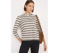 Cecil Kapuzenshirt Damen Gestreift Comfort Fit Light Greige Größe XXL (46) 80% Viskose