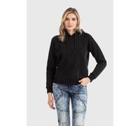 Hoodie CIPO & BAXX "HOODIE SWEATSHIRT", Damen, Gr. S, schwarz, 70% Baumwolle, 30% Polyester, bedruckt, Basic, regular fit normal, Sweatshirts Hoodie, modisch und komfortabel (22660609-S) schwarz
