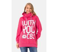 Hoodie CIPO & BAXX "Sweatshirt", Damen, Gr. XL, rot, 100% Baumwolle, bedruckt, relaxed fit lang, Rippbündchen, Sweatshirts Hoodie, mit coolem Markenprint und Loop-Schal, WL345 (75830135-XL) rot