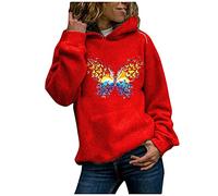 Hoodie Damen Bunte Schmetterling Druck Kapuzenpullove Herbst Winter Sweatshirt mit Kapuze Langarm Hoody Oberteile Teenager Mädchen Kapuzenpulli Große Größen Bluse Tops Sportshirt Geschenk für Frauen