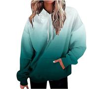 Hoodie Damen Farbverlauf Sweatshirt Mit Kapuze Casual Langarm Kapuzenpullover Locker Kapuzenpulli Hoody Oberteile mit Tasche Bequem Langarmshirt Longsleeve Top Dünne Sportshirt Streetwear