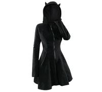 Hoodie Damen Katzen Ohr Hoodie Kapuzenpulli Gothic Sweatshirt Cat Hoodie Kawaii Pullover Schwarz Oversize Kapuzenpullover Herbst Winter Y2k E-Girl Hoodie Sweatshirt Pullover Oberteile Sweatjacke