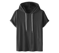 Hoodie Damen Kurzarm Einfarbig Kapuzenpullover Modische Sweatshirt Mit Kapuze Locker Kapuzenpulli Plus Size Hoody Oberteile Bequem Baumwolle Bluse Sommer Klassisch Tops Sportshirt Sommershirts