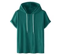 Hoodie Damen Kurzarm Einfarbig Kapuzenpullover Modische Sweatshirt Mit Kapuze Locker Kapuzenpulli Plus Size Hoody Oberteile Bequem Baumwolle Bluse Sommer Klassisch Tops Sportshirt Sommershirts