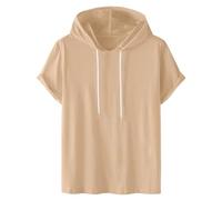 Hoodie Damen Kurzarm Lässig Einfarbig T-Shirt mit Kapuze Sommer Dünne Kapuzenpullover Locker Sportlich Hoody Oberteile Modische Sweatshirt Bequem Kordelzug Kapuzenpulli Leichte Hoody Sportshirt