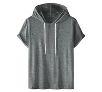 Hoodie Damen Kurzarm Lässig Einfarbig T-Shirt mit Kapuze Sommer Dünne Kapuzenpullover Locker Sportlich Hoody Oberteile Modische Sweatshirt Bequem Kordelzug Kapuzenpulli Leichte Hoody Sportshirt