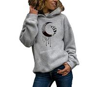 Hoodie Damen Modische Monddruck Kapuzenpullove Herbst Winter Sweatshirt mit Kapuze Langarm Hoody Oberteile Teenager Mädchen Kapuzenpulli Große Größen Bluse Tops Sportshirt Geschenk für Frauen