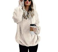 Hoodie Damen Oversize Fleecejacke Teddy Pullover Grün Teddyjacke Pulli Teddy Fleece Sweatshirt Kapuzenpullover Kapuzenpulli Warm Langarm Lose Winter Tops Oberteile Casual Mit Tasche Khaki Beige Xl 4xl
