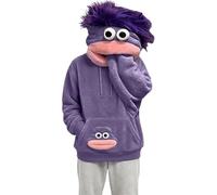 Hoodie Damen Oversize Kapuzenpullover Lustig Kuschelpullover mit Kapuze | Teddy Fleece Monster Flauschiges Warm Pullover Kängurutasche Interaktive Mund Halloween Sweatshirt Unisex Hoody Herbst Winter