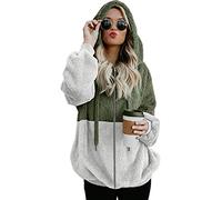 Hoodie Damen ragwear Jacke Sweatjacke Klamotten Clothes Sommerjacke Damen Kapuzenpullover Mantel Frauen Winter Warme Wolle Reißverschluss Taschen Baumwolle Outwear (S,2Armeegrün)