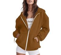 Hoodie Damen Sweatjacke 2025 Kapuzenjacke Casual Sweatpulli Freizeitjacke Mit Kapuze Sweatshirt Lockere Sportjacke Warme Kapuzenjacke Reißverschluss Übergangsjacke Y2k Kapuzenpullover Damen-Jacken