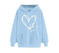 Hoodie Damen Top New Yorker Sassy Classy Musselin Bluse Pullover 3/4 Arm Gestreifte Shirts Pulli Mit Perlen Strickjacken Fuer Herzen Shirt Glitzer Sweatshirt Los Angeles Rot Weiß Gestreiftes