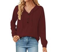 Hoodie Damen Top New Yorker Strickpullover+Damen+Grobmaschig Schickes Oberteil Jacke Festival Longstrickjacke Mit Knoepfen Weihnachts Pulli Shirt Baumwolle Shirts Laessig Sweatshirt Oversized