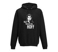 Hoodie Don't Hassel The Hoff David Baywatch Freedom 10 Farben Herren XS - 5XL 80er Eighties Kult K.i.t.t. Knight Rider Fun-Shirt, Größe: L, Farbe: schwarz - Logo Weiss