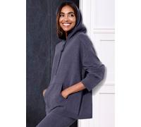 Hoodie ELBSAND, Damen, Gr. 40/42, blau (blau meliert), Feinstrick, Obermaterial: 50% Viskose (LENZING™), 50% Polyester, meliert, unifarben, Sweatshirts Hoodie, aus hochwertigen Strick (45590016-40) bl