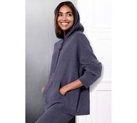 Hoodie ELBSAND, Damen, Gr. 44/46, blau (blau meliert), Feinstrick, Obermaterial: 50% Viskose (LENZING™), 28% Polyester, 22% Polyamid, meliert, unifarben, Sweatshirts Hoodie, aus hochwertigen Strick (4