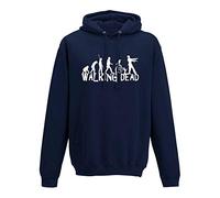 Hoodie Evolution Walking Dead TWD Zombie Rick Lori Fox 10 Farben Herren XS - 5XL Comic Adaption Serie Film Movie Apokalypse Survival, Größe:S, Farbe:Navy - Logo Weiss