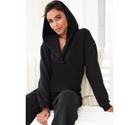 Hoodie FRENCH CONNECTION, Damen, Gr. 32/34, schwarz, Obermaterial: 55% Viskose, 40% Polyester, 5% Elasthan, unifarben, Basic, bequem hüftlang, V-Ausschnitt, Bündchen, Sweatshirts Hoodie, mit V-Ausschn