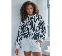 Hoodie FRENCH CONNECTION "-Kapuzensweatshirt" Gr. 36/38, schwarz-weiß (schwarz, weiß gemustert) Damen Sweatshirts (84050628-36) schwarz, weiß gemustert