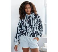 Hoodie FRENCH CONNECTION "-Kapuzensweatshirt" Gr. 40/42, schwarz-weiß (schwarz, weiß gemustert) Damen Sweatshirts (84050628-40) schwarz, weiß gemustert