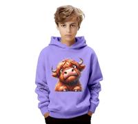 Hoodie für Mädchen & Jungen Süßes Kuh-Aufdruck Sweatshirt mit Kapuze Kapuzenpullover Oversized Pullover Locker Casual Langarmshirt Y2K Kapuzensweatshirt Oberteile Longshirt für 2-14 Jahre