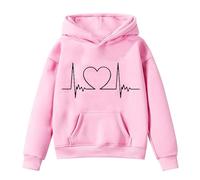 Hoodie für Unisex Mode Sweatshirt mit Kapuze Einfarbige Kapuzenpullover Elegant Bekleidung Oberteile Elegante Oberteil Freizeit Teenager Mädchen Locker Casual Baumwolle Pullover (Pink, 5-6 Years)