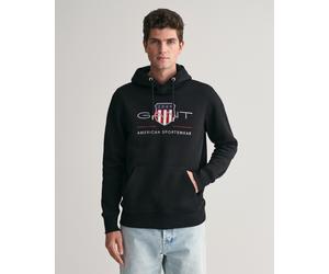 Hoodie GANT "REG ARCHIVE SHIELD HOODIE", Herren, Gr. 3XL, schwarz, Sweatware, Obermaterial: 78% Baumwolle, 22% Polyester, regular fit hüftlang, elastischer Bund, Sweatshirts Hoodie, mit modischer Logo