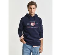 Hoodie GANT "REG ARCHIVE SHIELD HOODIE", Herren, Gr. S, blau (evening blau), Sweatware, Obermaterial: 78% Baumwolle, 22% Polyester, bestickt, regular fit hüftlang, elastischer Bund, Sweatshirts Hoodie