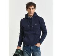 Hoodie GANT "REG SHIELD HOODIE", Herren, Gr. XXL, blau (evening blau), Sweatware, Obermaterial: 80% Baumwolle, 20% Polyester, unifarben, regular fit hüftlang, elastischer Bund, Sweatshirts Hoodie, mit