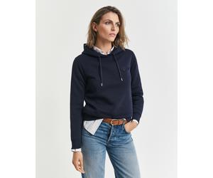 Hoodie GANT "REG TONAL SHIELD HOODIE", Damen, Gr. XXL, blau (evening blau), Sweatware, Obermaterial: 78% Baumwolle, 22% Polyester, regular fit hüftlang, Rippbündchen, Sweatshirts Hoodie, Ton in Ton St