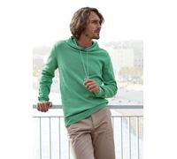 Hoodie H.I.S "Strickpullover mit Kapuze", Herren, Gr. L (52/54), grün, Feinstrick, Obermaterial: 60% Baumwolle, 40% Polyester, unifarben, regular fit normal, Rundhals, Strickbündchen, Sweatshirts Hood