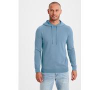 Hoodie H.I.S "Strickpullover mit Kapuze", Herren, Gr. M (48/50), blau (blau, meliert), Feinstrick, Obermaterial: 60% Baumwolle, 40% Polyester, unifarben, regular fit normal, Rundhals, Strickbündchen, 