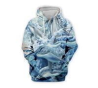 Hoodie Herren 3D Drucken Kreative Panda-Serie/Delphin-Serie Pullovers Herren Oversize Moderner Urban Style Sweatshirt Herren Frühling Straße Mode Kapuzenpullover Herren WYHT04 XXL