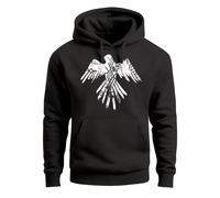 Hoodie Herren Adler Motiv Print Aufdruck Ethno Aztec Eagle Fashion Streetstyle Kapuzen-Pullover Männer - Adler schwarz 3XL