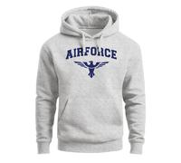Hoodie Herren Airforce US Army Adler Militär Print Aufdruck Kapuzen-Pullover Männer Fashion Streetstyle - Airforce grau XS