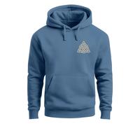 Hoodie Herren Aufdruck Logo Wikinger nordische Mythologie Valknut Wotansknoten Valhalla - Valhalla indigo blue XL