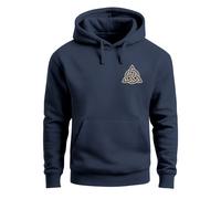 Hoodie Herren Aufdruck Logo Wikinger nordische Mythologie Valknut Wotansknoten Valhalla - Valhalla navy L