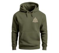 Hoodie Herren Aufdruck Logo Wikinger nordische Mythologie Valknut Wotansknoten Valhalla - Valhalla oliv XXL