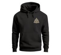 Hoodie Herren Aufdruck Logo Wikinger nordische Mythologie Valknut Wotansknoten Valhalla - Valhalla schwarz 4XL