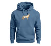 Hoodie Herren Aufdruck Polygon Wolf Geometrie Motiv Kapuzen-Pullover Männer Fashion Streetstyle - Polygon Wolf Gelb indigo blue L