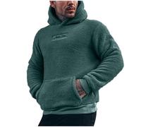 Hoodie Herren aus Fleece mit Tasche Basic Kuscheliger Pullover Langarm Winter Sweatshirt Männer Pulli Casual Fleecepullover Warme Kapuzenpullover Gefütterte Tops Solid Color Oberteile