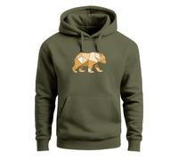 Hoodie Herren Bär Aufdruck Grafik Outdoor Polygon Motive Printshirt Natur Fashion Streetstyle - Bär Polygon Gelb oliv M