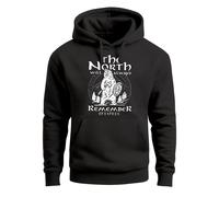 Hoodie Herren Bär Wiking Adventure Runen the North Natur Print Aufdruck Fashion Streetstyle - The North schwarz 3XL