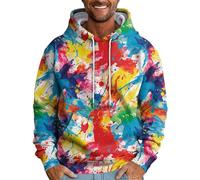 Hoodie Herren,Bedruckt Sweatshirt mit Kordelzug Kapuze Langarm Pullover Tasche Hemd Winter 2024 Kapuzenjacke Weich Und Bequem Kapuzenpulli Freizeit Oversize Shirt Geschenke Für Männer(#A Yellow,6XL)